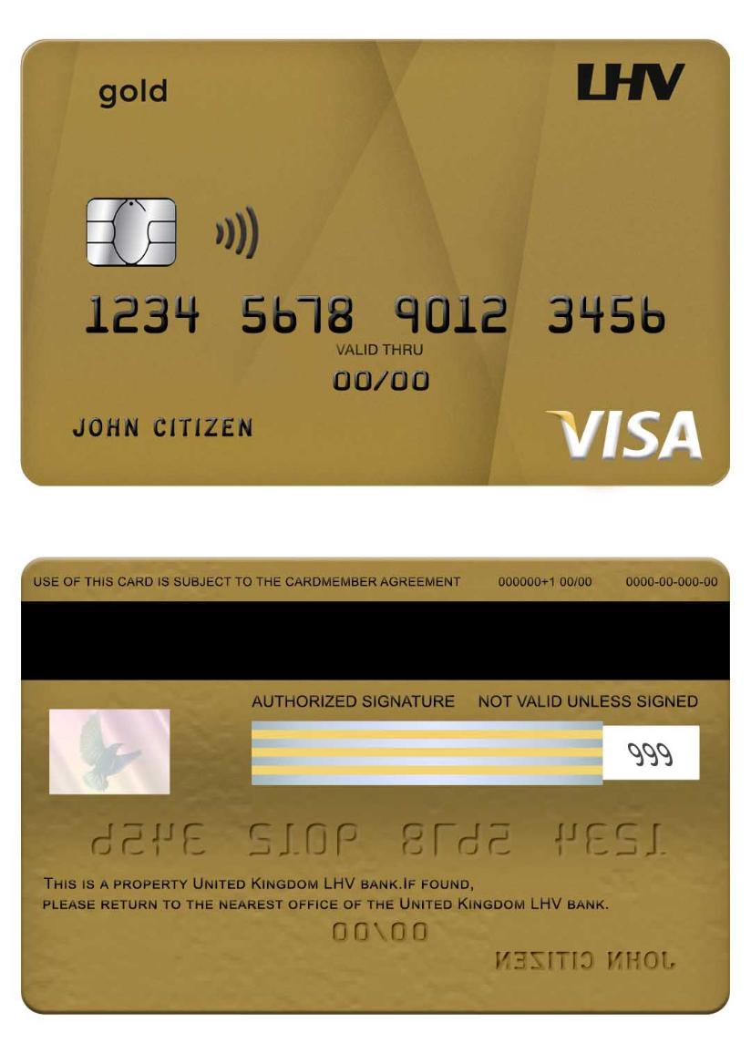 United Kingdom LHV bank visa gold card